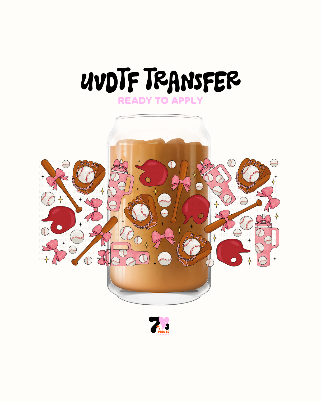 Baseball and bows  - UVDTF Wrap