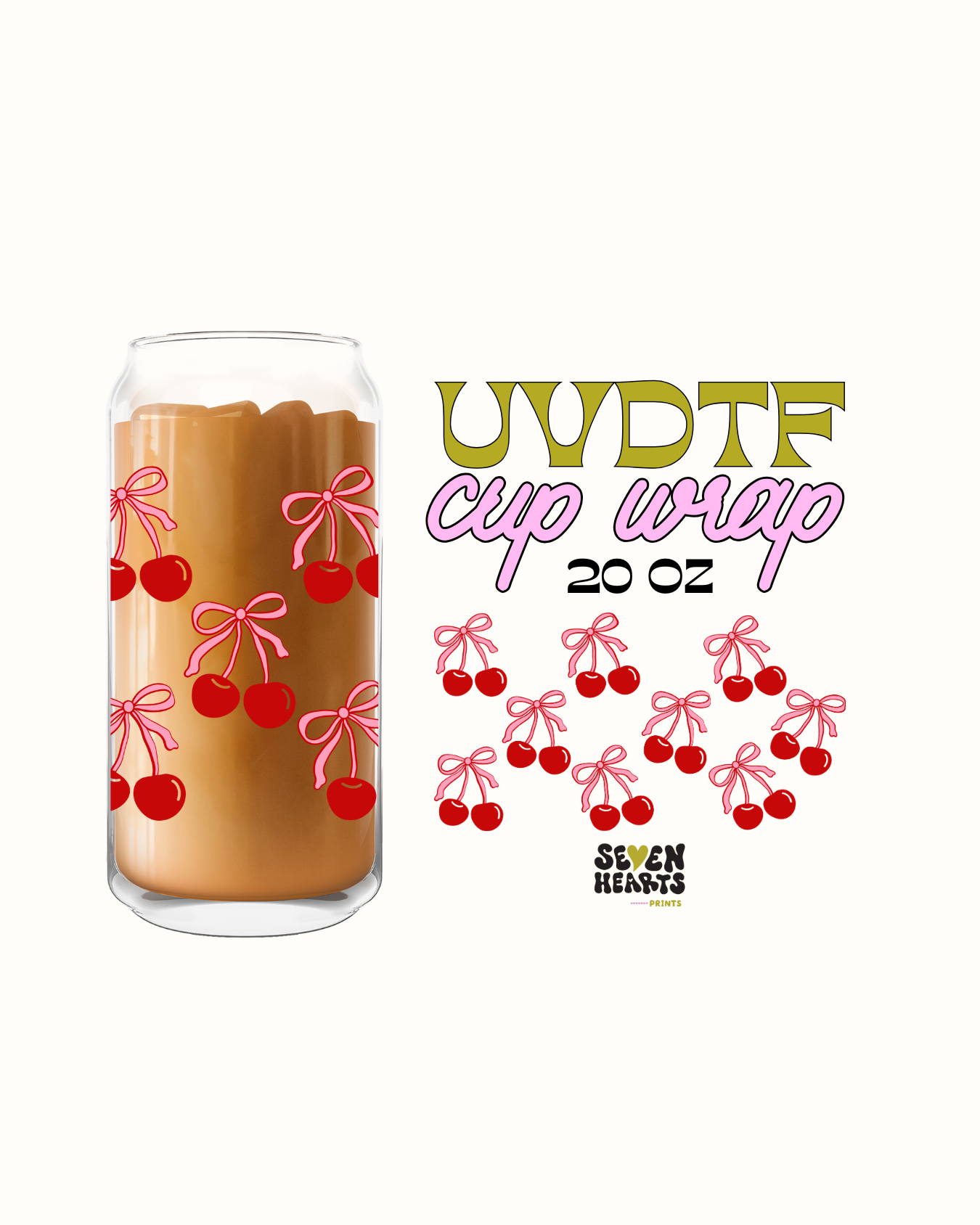 Bow cherries - Double Sided UVDTF 20oz Cup Wrap