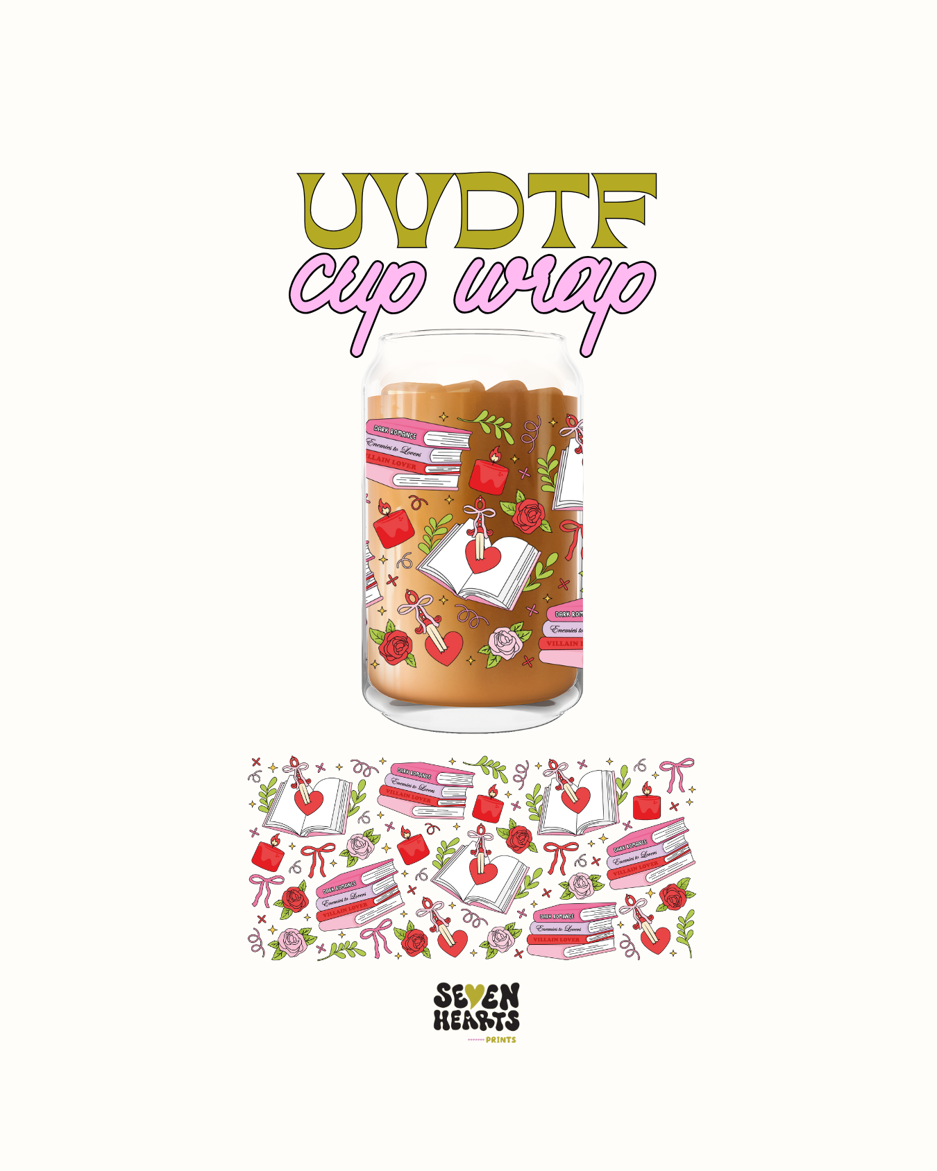 Books and hearts and roses - UVDTF Wrap