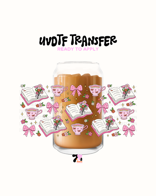 Checkered bow and tea cups - UVDTF Wrap