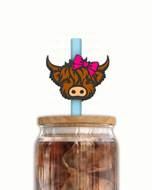 Highland cattle 3D Straw Topper