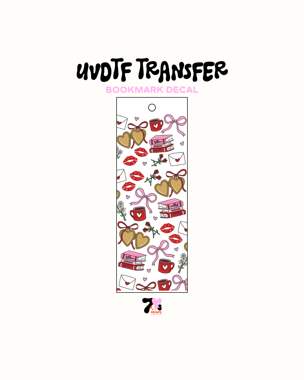 Heart mug and kisses- UVDTF Bookmark Decal