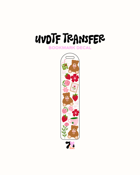 Cute bear and Strawnerry matcha - UVDTF Bookmark Decal