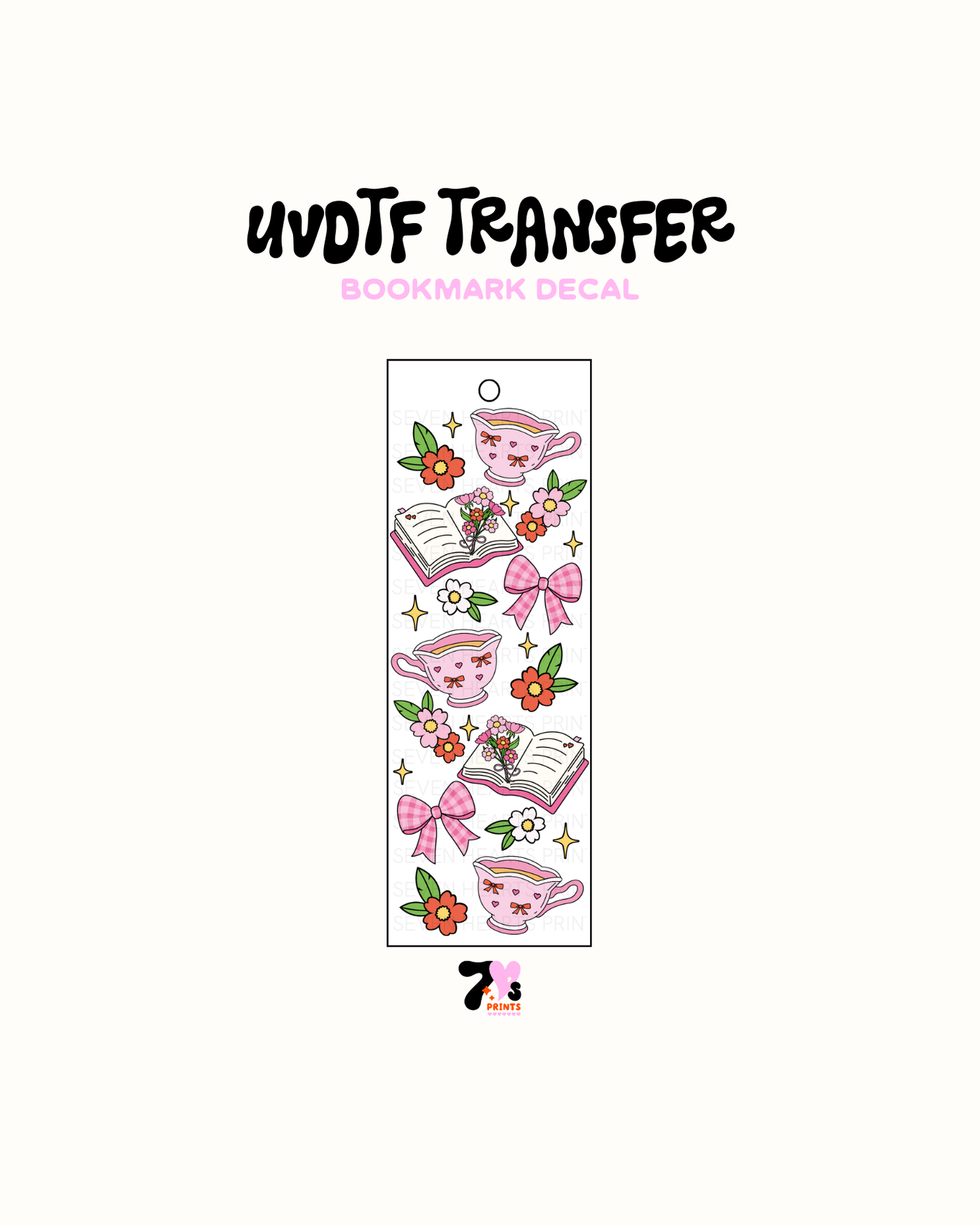 Tea and Cute Books - UVDTF Bookmark Decal