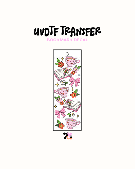 Tea and Cute Books - UVDTF Bookmark Decal