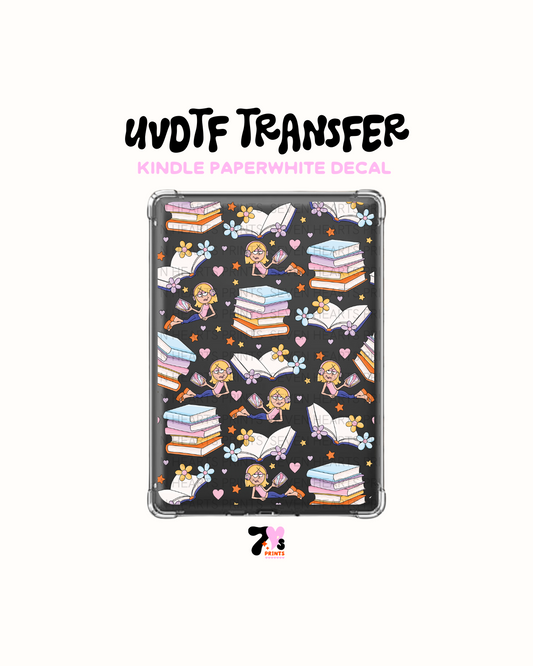 Lizzie and books - UVDTF Kindle Decal