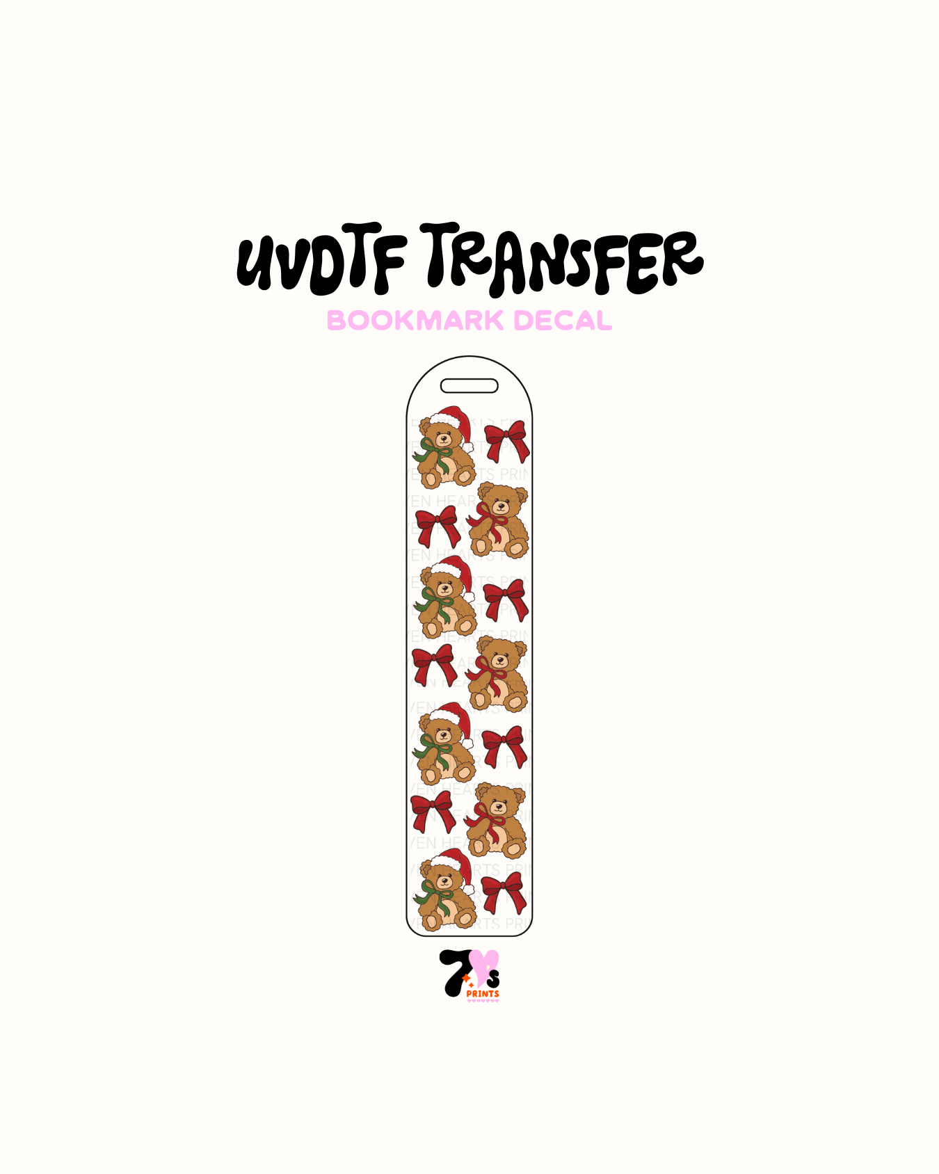 Cute xmas bears - UVDTF Bookmark Decal