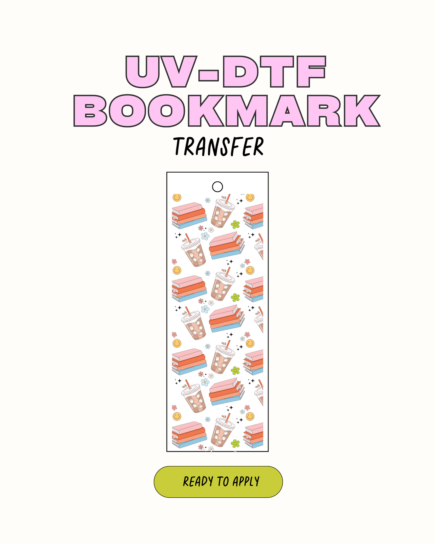 Coffee and books - UVDTF Bookmark Decal