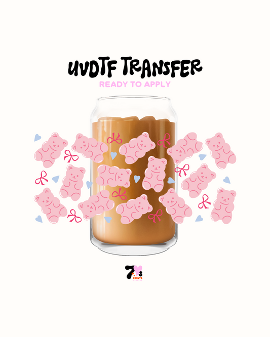 Teddy bears and blue hearts - UVDTF Wrap