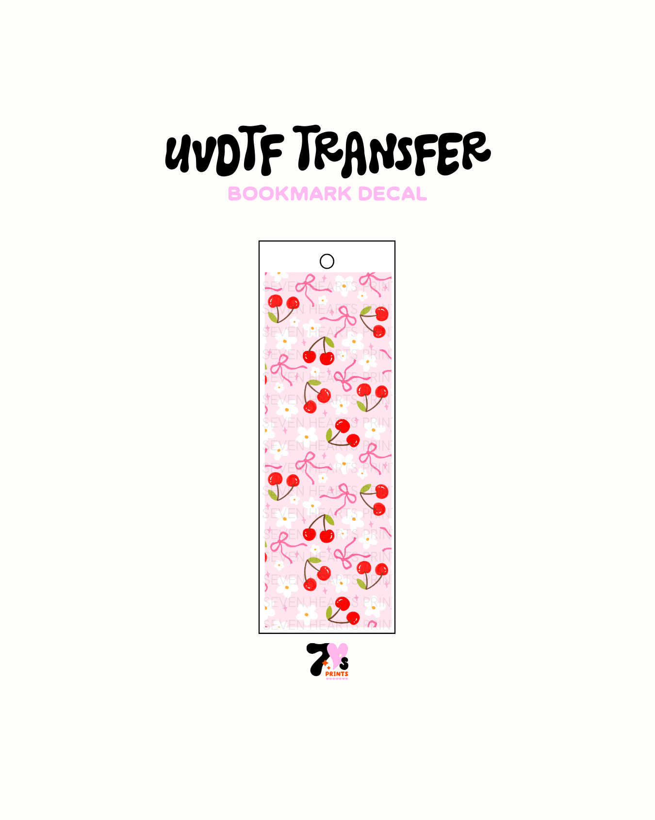 Cherries and Flower (Solid) - UVDTF Bookmark Decal