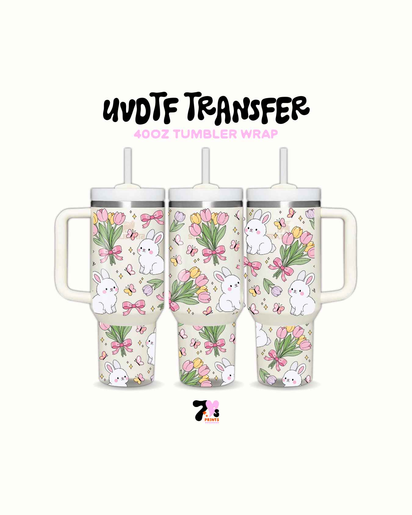 Cute Bunny and flowers - UVDTF Wrap