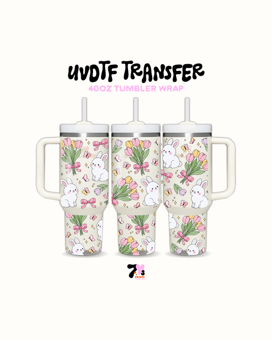 Cute Bunny and flowers - UVDTF Wrap