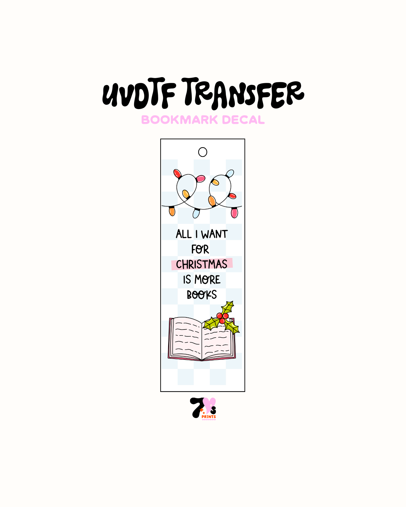 All i want for xmas is more book - UVDTF Bookmark Decal