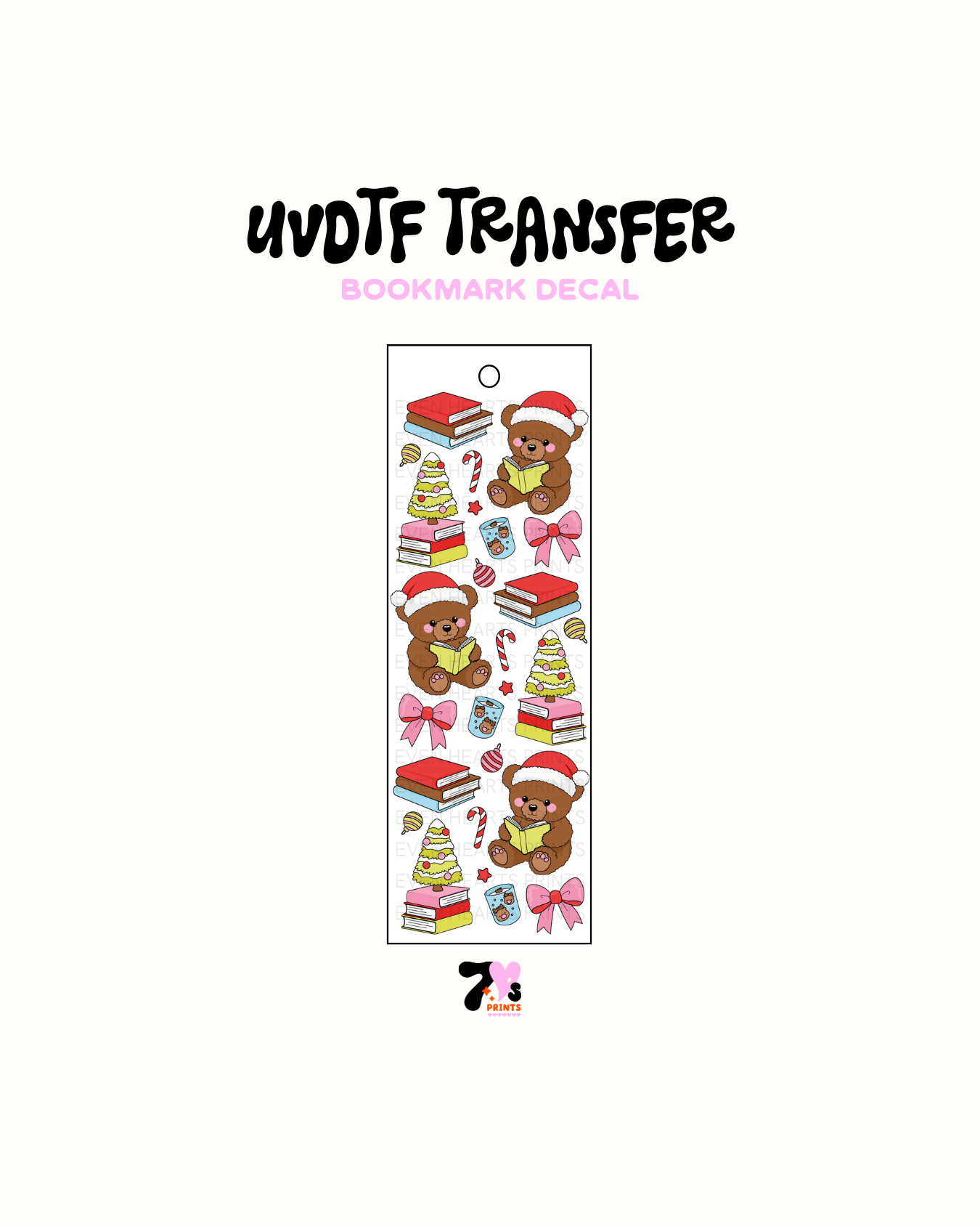 Xmas Books and Bear - UVDTF Bookmark Decal