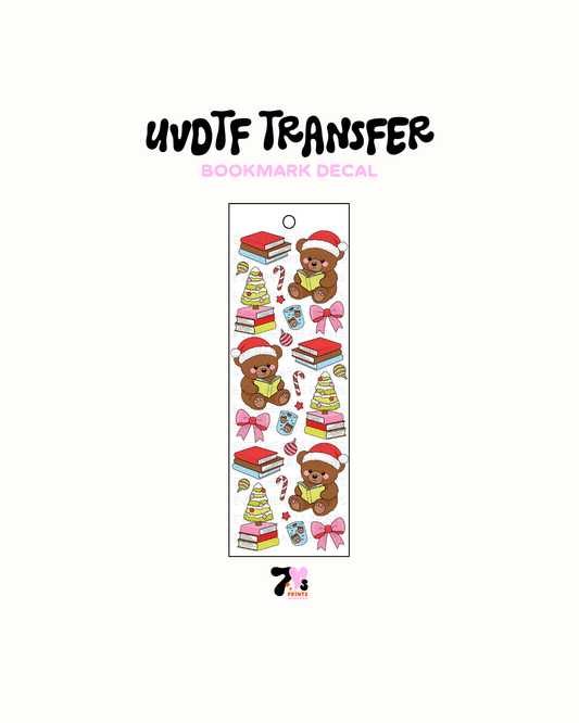 Xmas Books and Bear - UVDTF Bookmark Decal