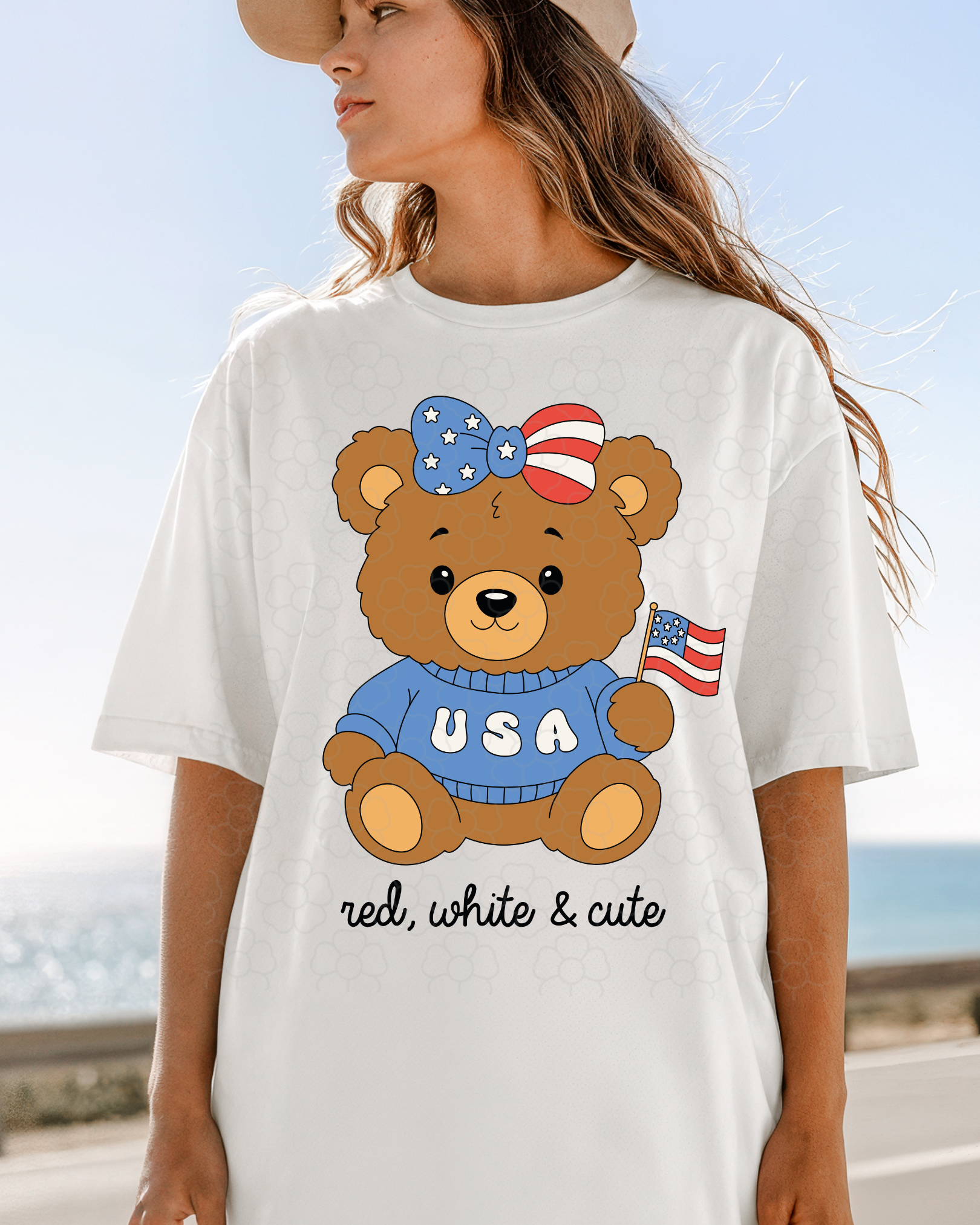 USA white and red cute - DTF Transfers