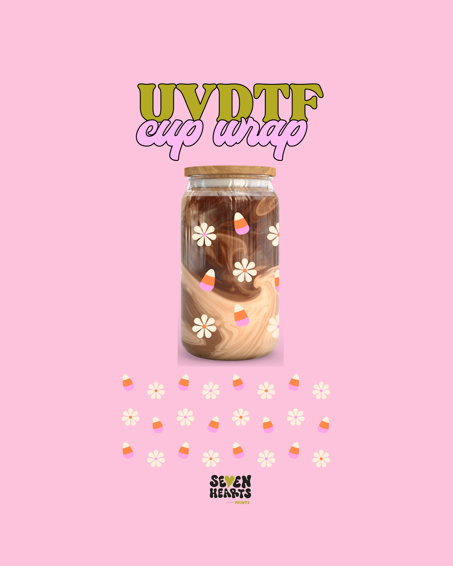 Candy corn and flowers - UV DTF