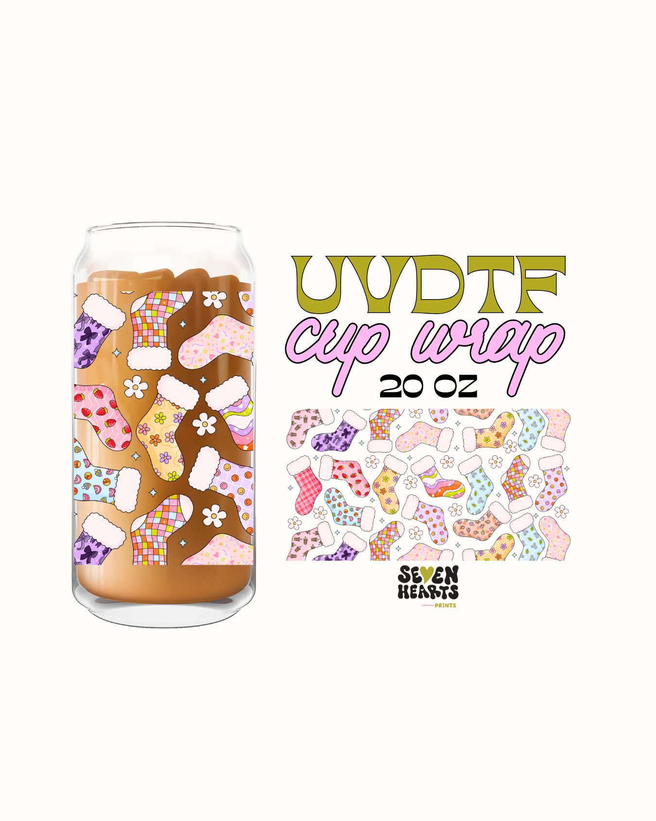 Stocking - Double Sided UVDTF 20oz Cup Wrap