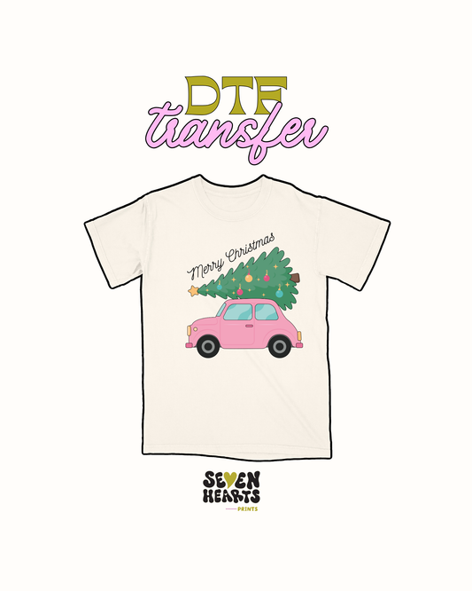 merry xmas tree on car - DTF Transfer