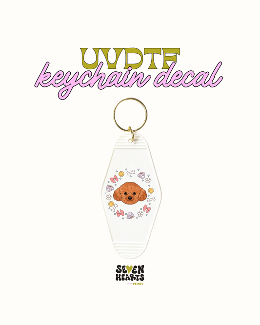 Brown oodle dog  - Keychain Decal Set of 5 UVDTF