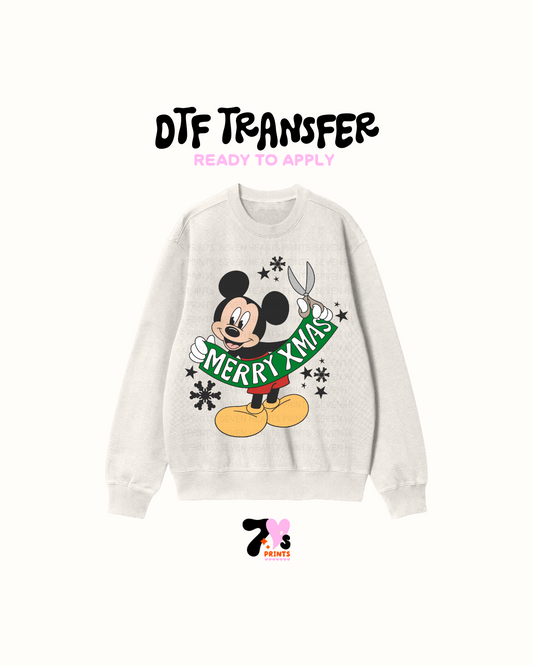 Merry xmas mouse scissors - DTF Transfers