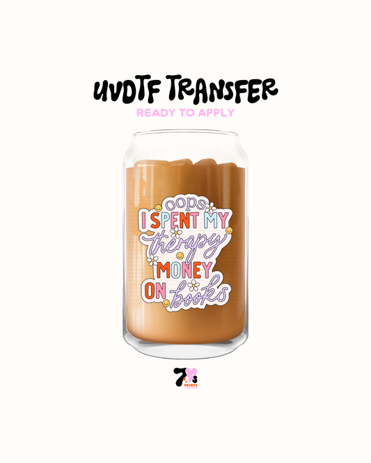 Therapy money on books - UVDTF Decal