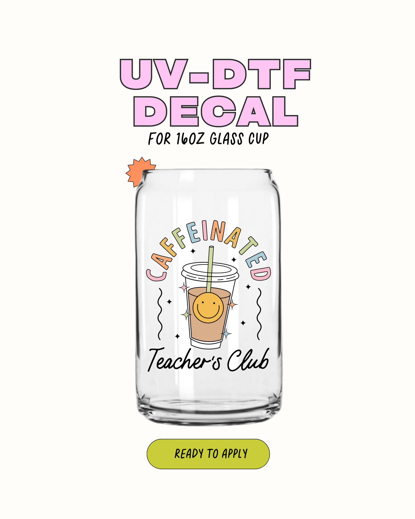 Club de profesores con cafeína - Calcomanía UVDTF