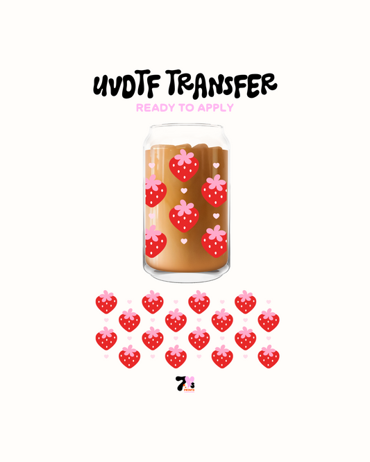 Strawberries white hearts - UVDTF Wrap