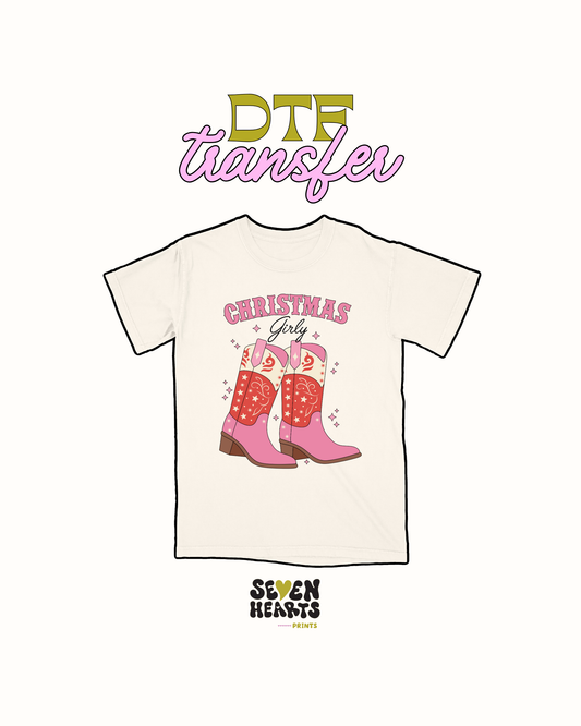 xmas girly boots - DTF Transfer