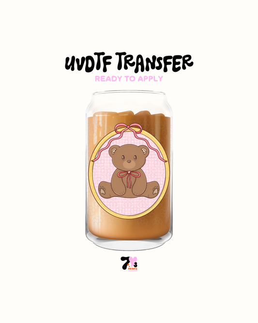 Cute bear frame with heart- UVDTF Decal