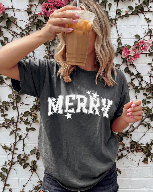 Merry white DTF Transfers