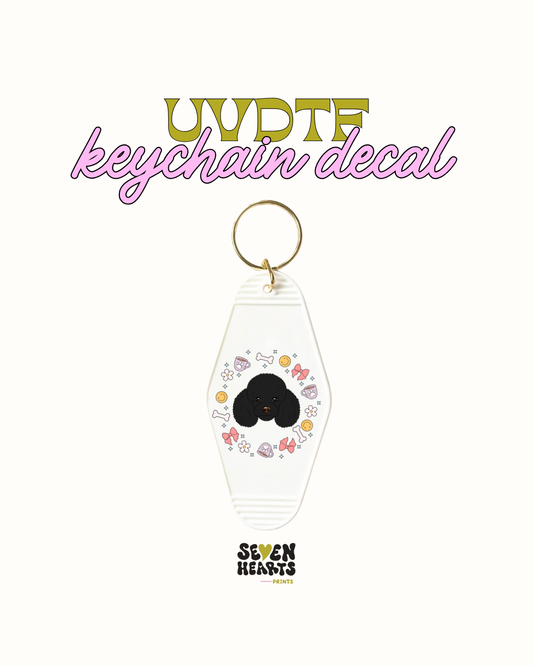 Black poodle - Keychain Decal Set of 5 UVDTF