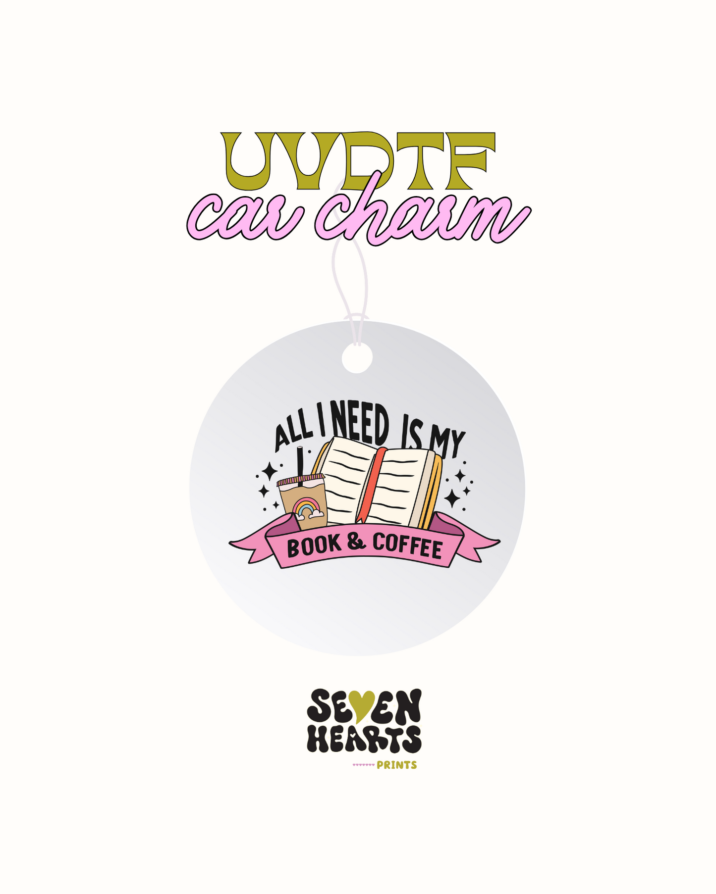 All I need is my book and coffee-  Car Charm Decal UVDTF