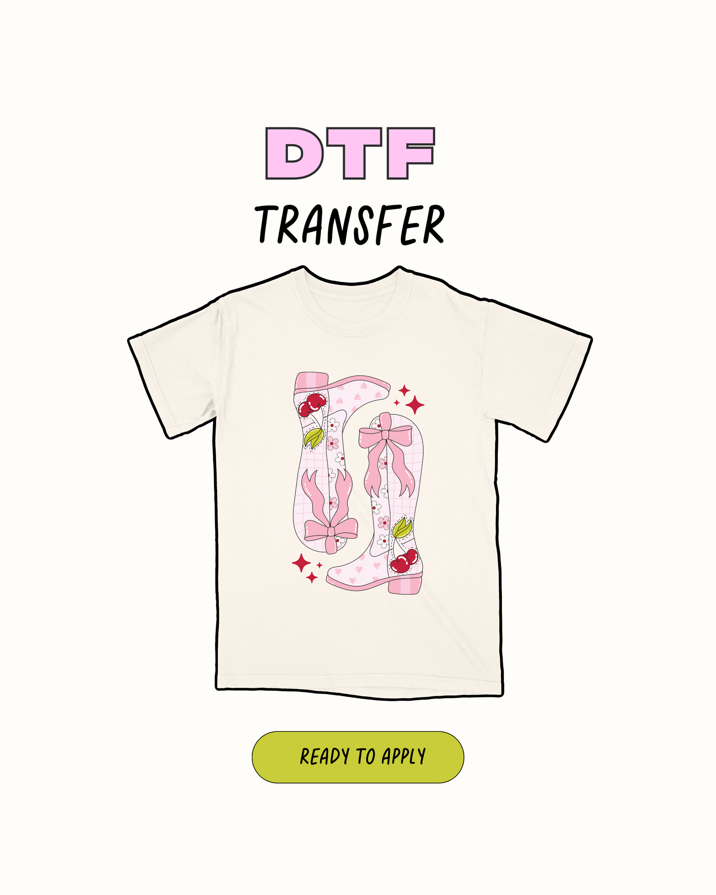 Pink Cowgirl boots - DTF Transfer