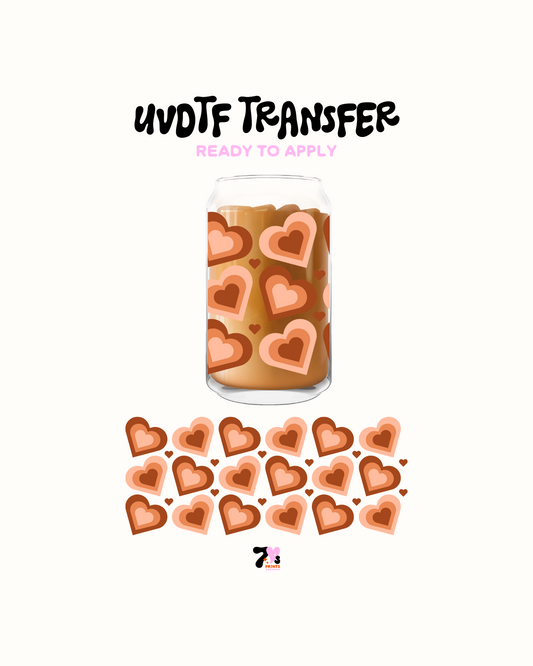 Brown and red hearts- UVDTF Wrap
