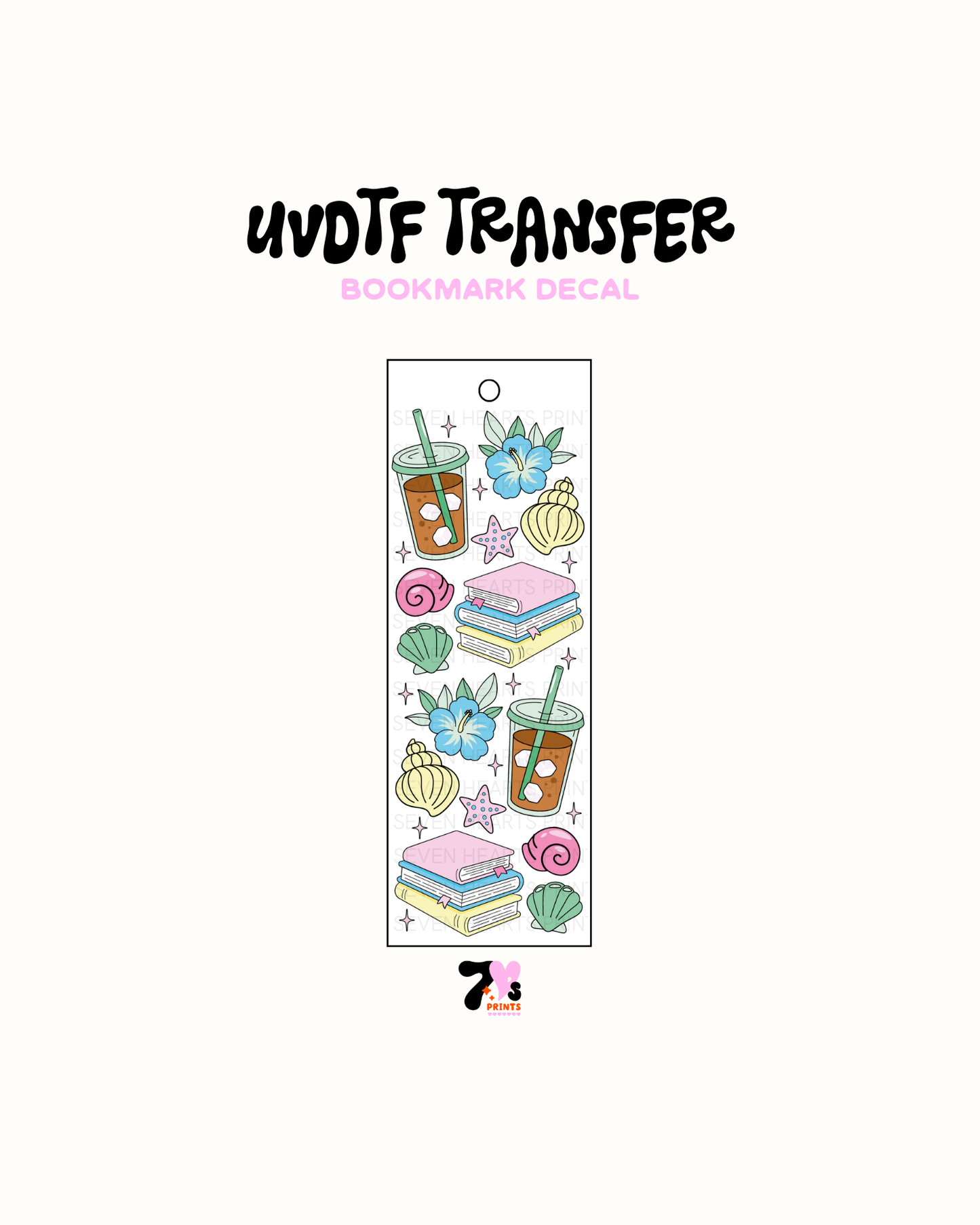 Beach, Books and Coffee - UVDTF Bookmark Decal