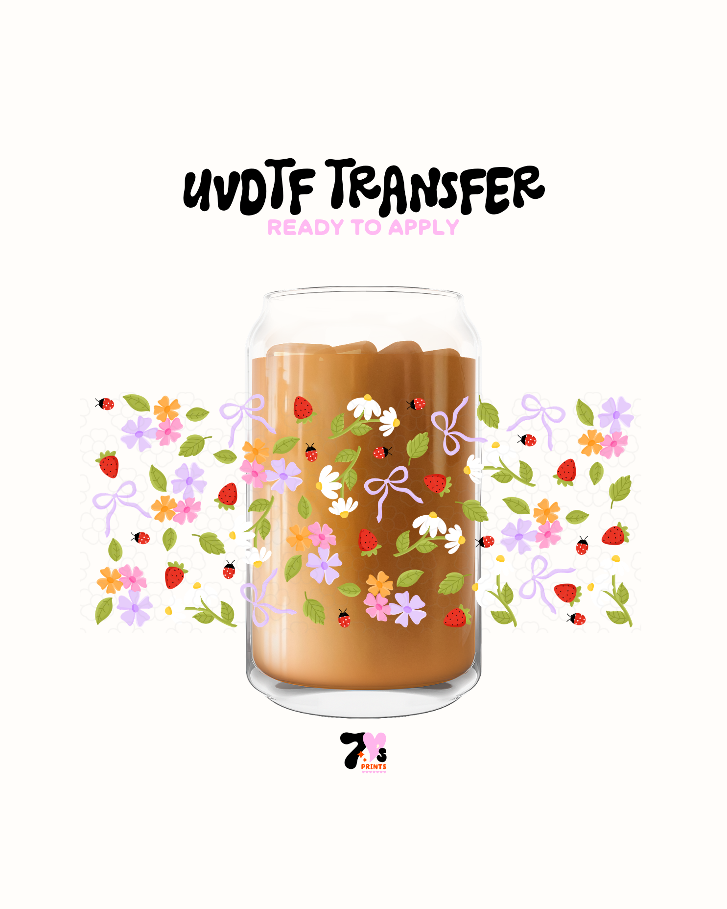 Strawberries and purple bows - UVDTF Wrap