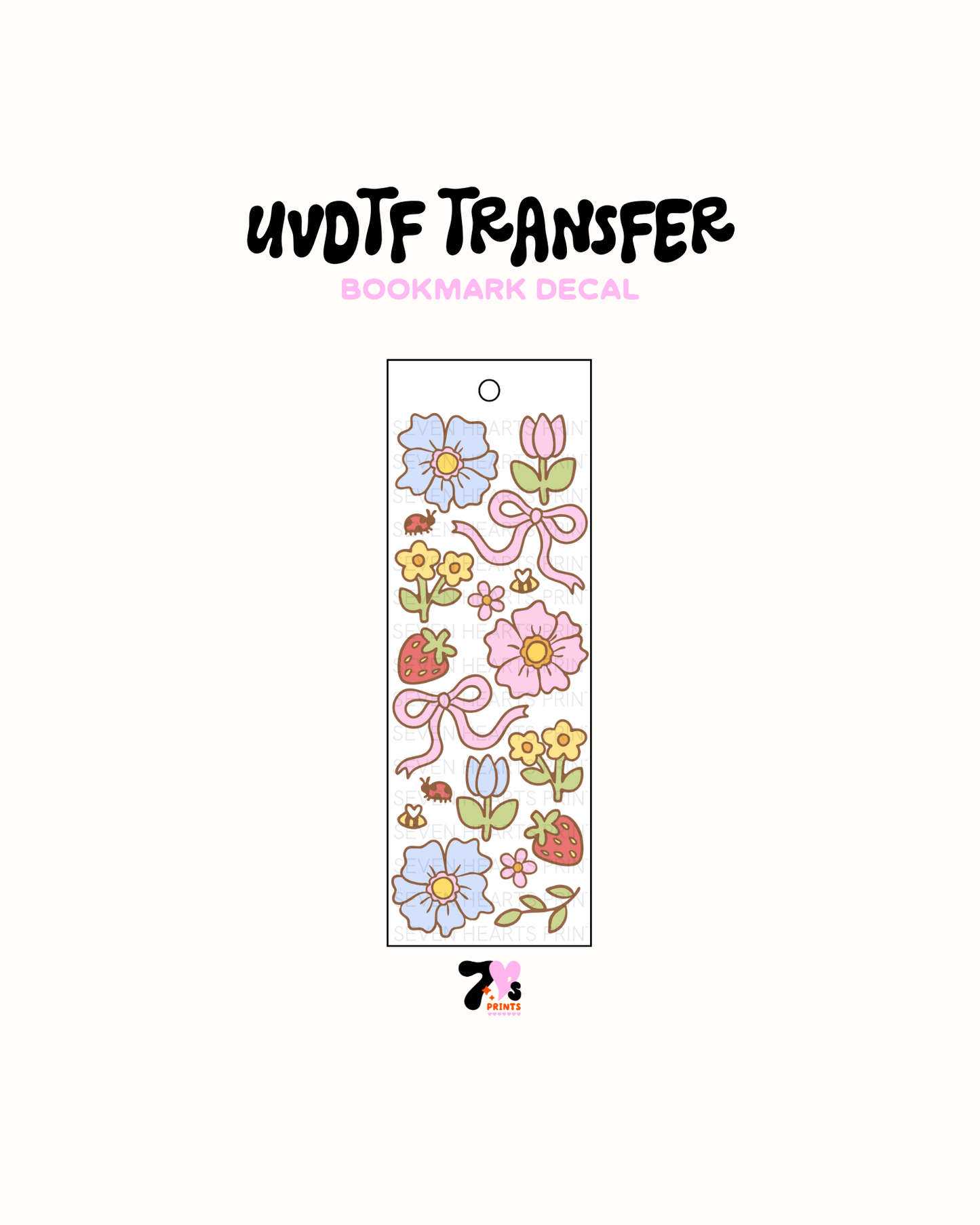 Spring Flower and Bows - UVDTF Bookmark Decal