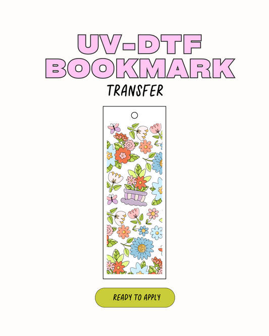 Flower doodles - UVDTF Bookmark Decal