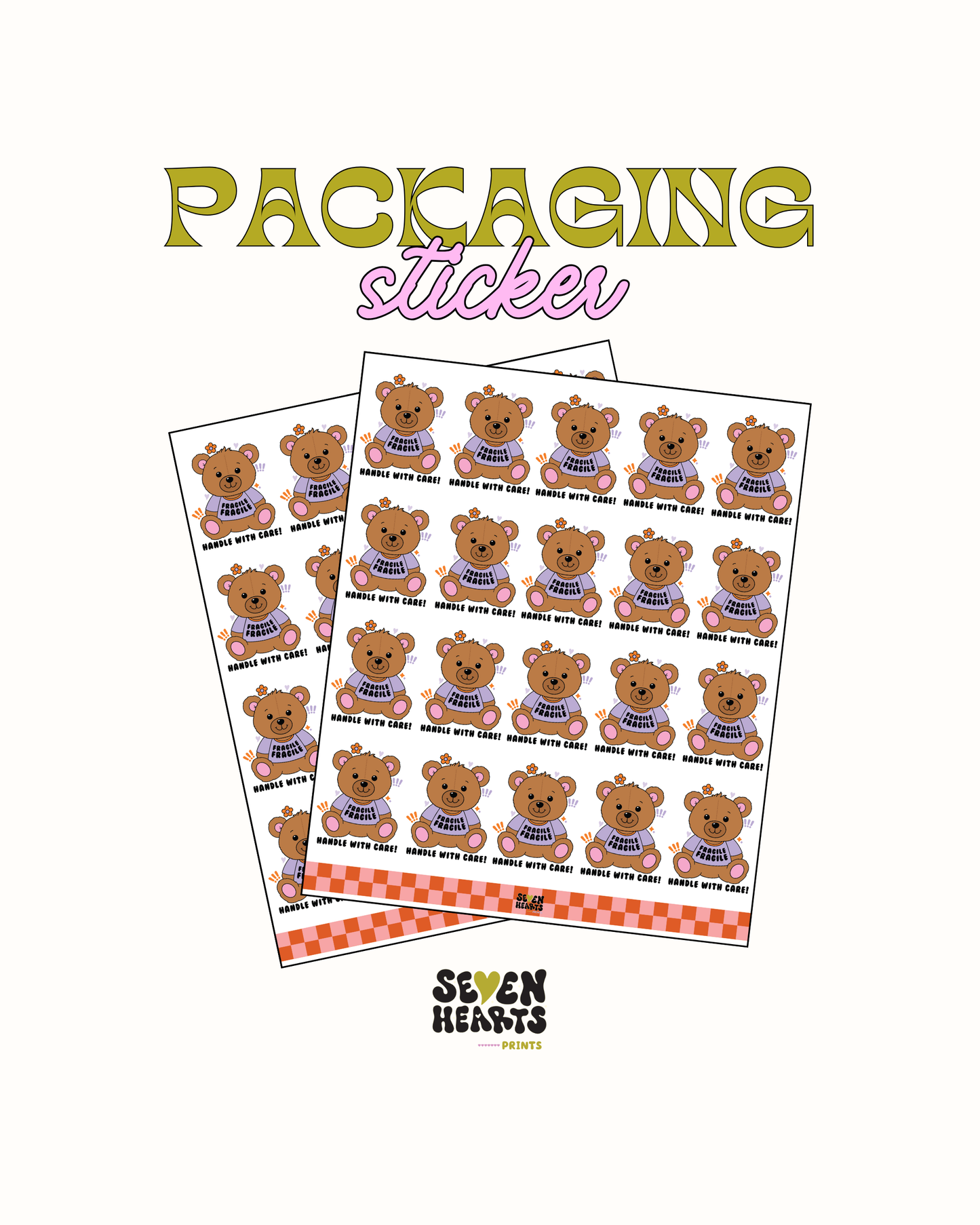 Cute Bear fragile  - Sticker Sheet