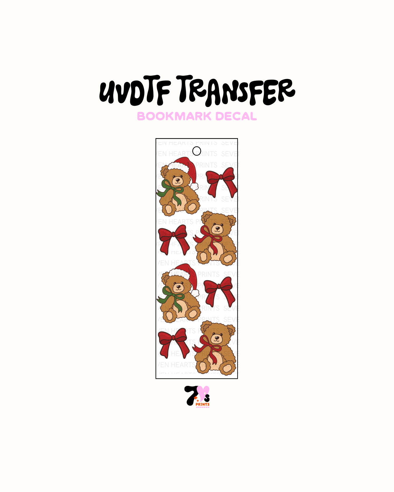 Bears and bows - UVDTF Bookmark Decal