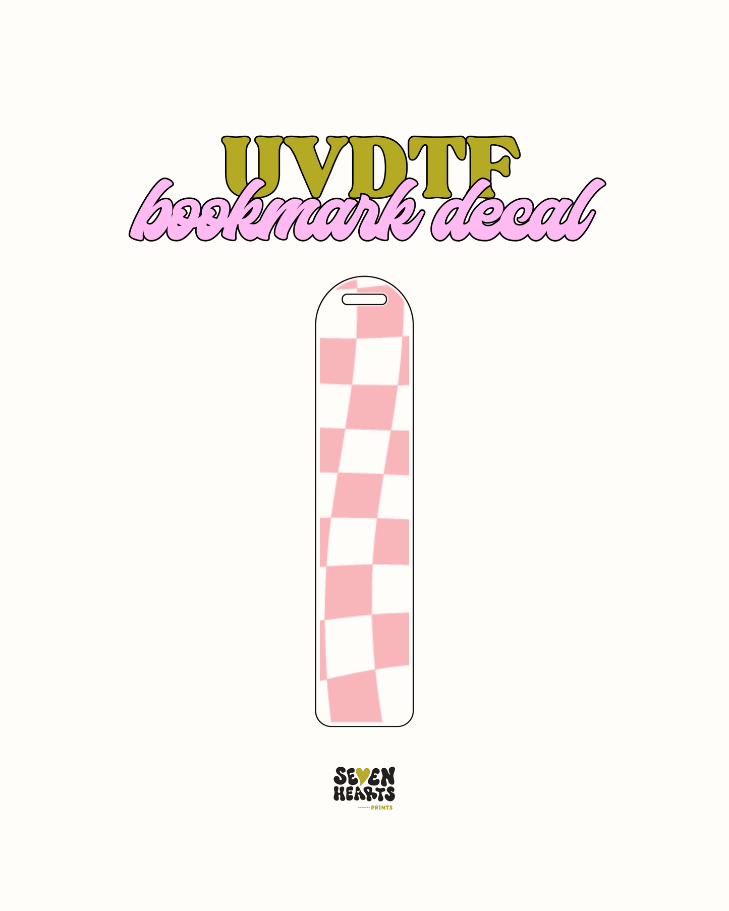 pink checkered - UVDTF Bookmark Decal