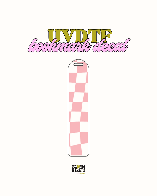 pink checkered - UVDTF Bookmark Decal