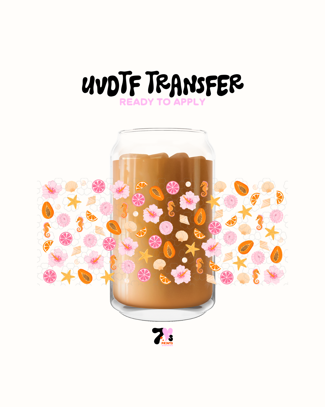 Papaya sea horses- UVDTF Wrap