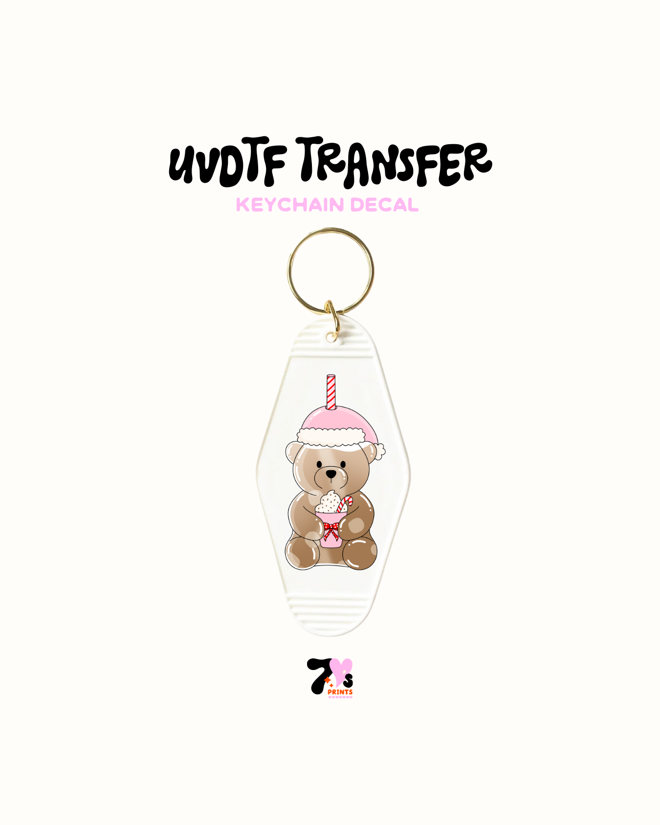 Cute Bear Cup - UVDTF Keychain