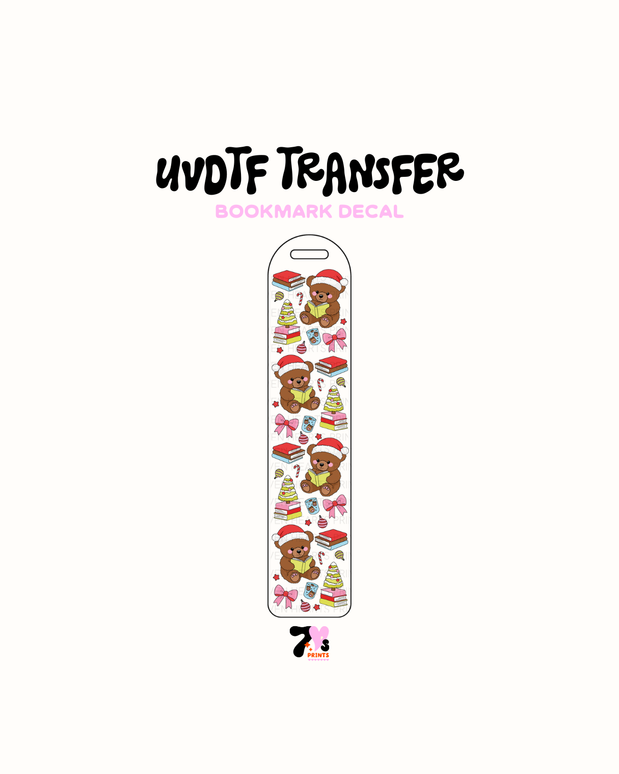 Xmas Books and bears - UVDTF Bookmark Decal