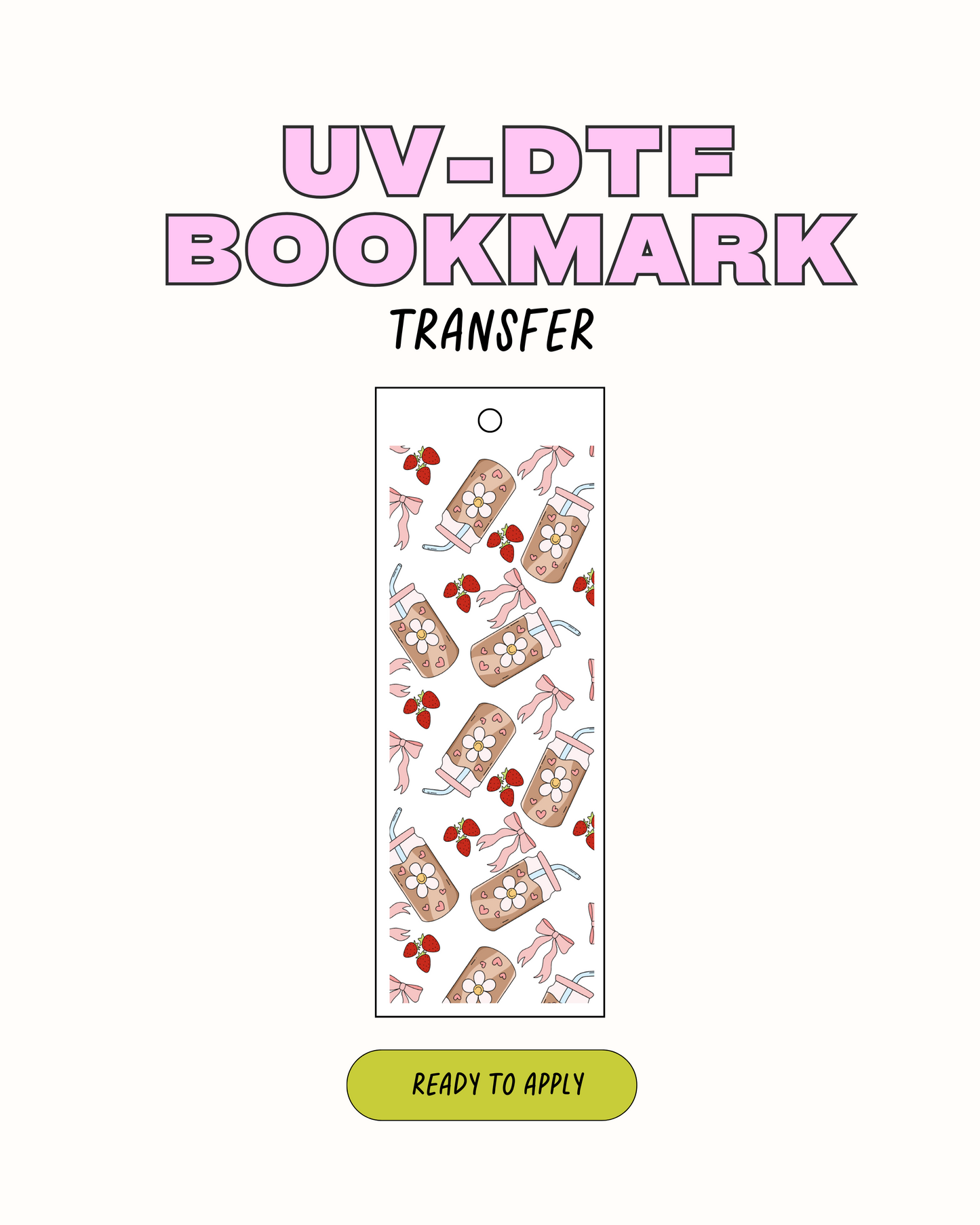 Bows and iced coffee - UVDTF Bookmark Decal