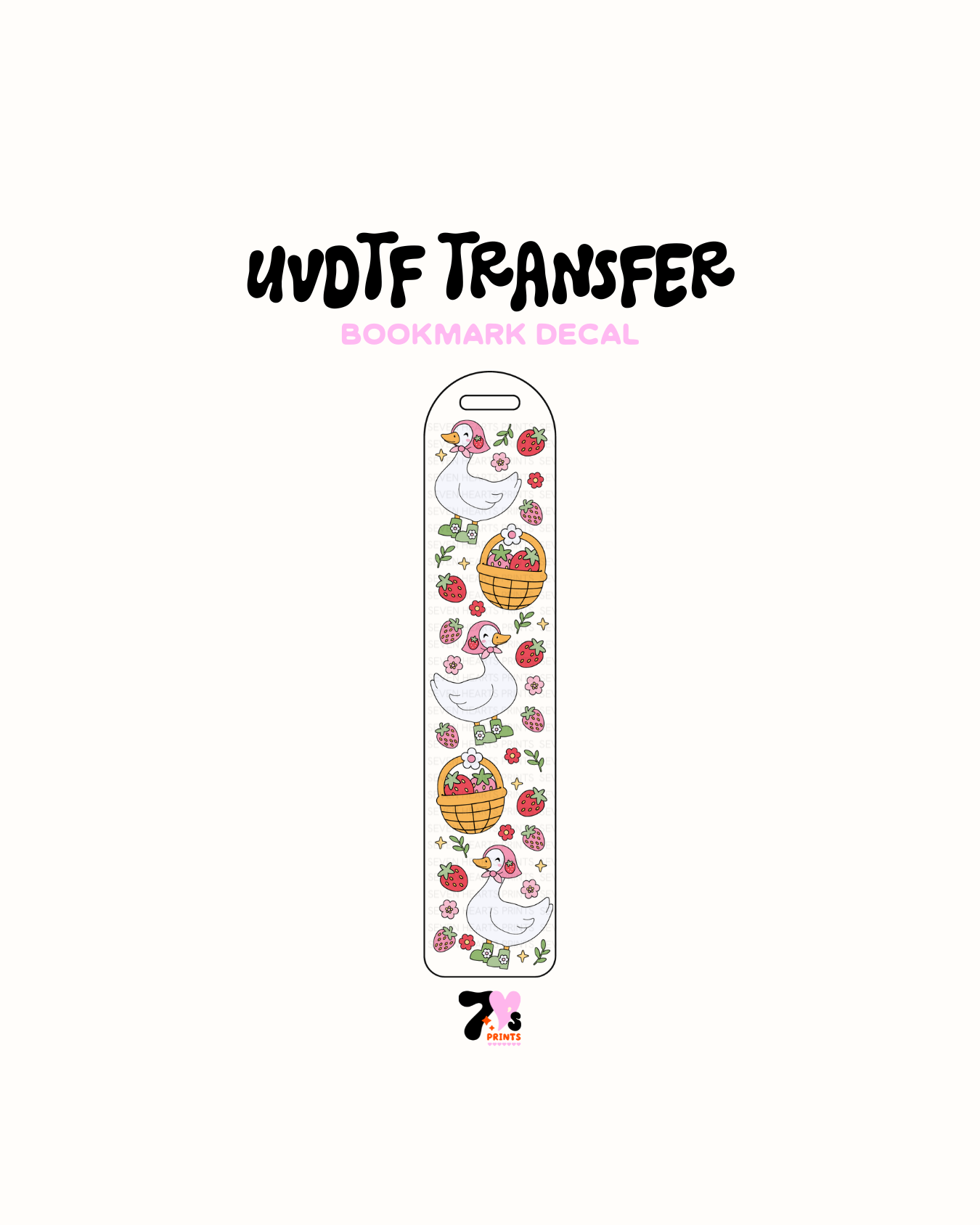Goose and Strawberries - UVDTF Bookmark Decal