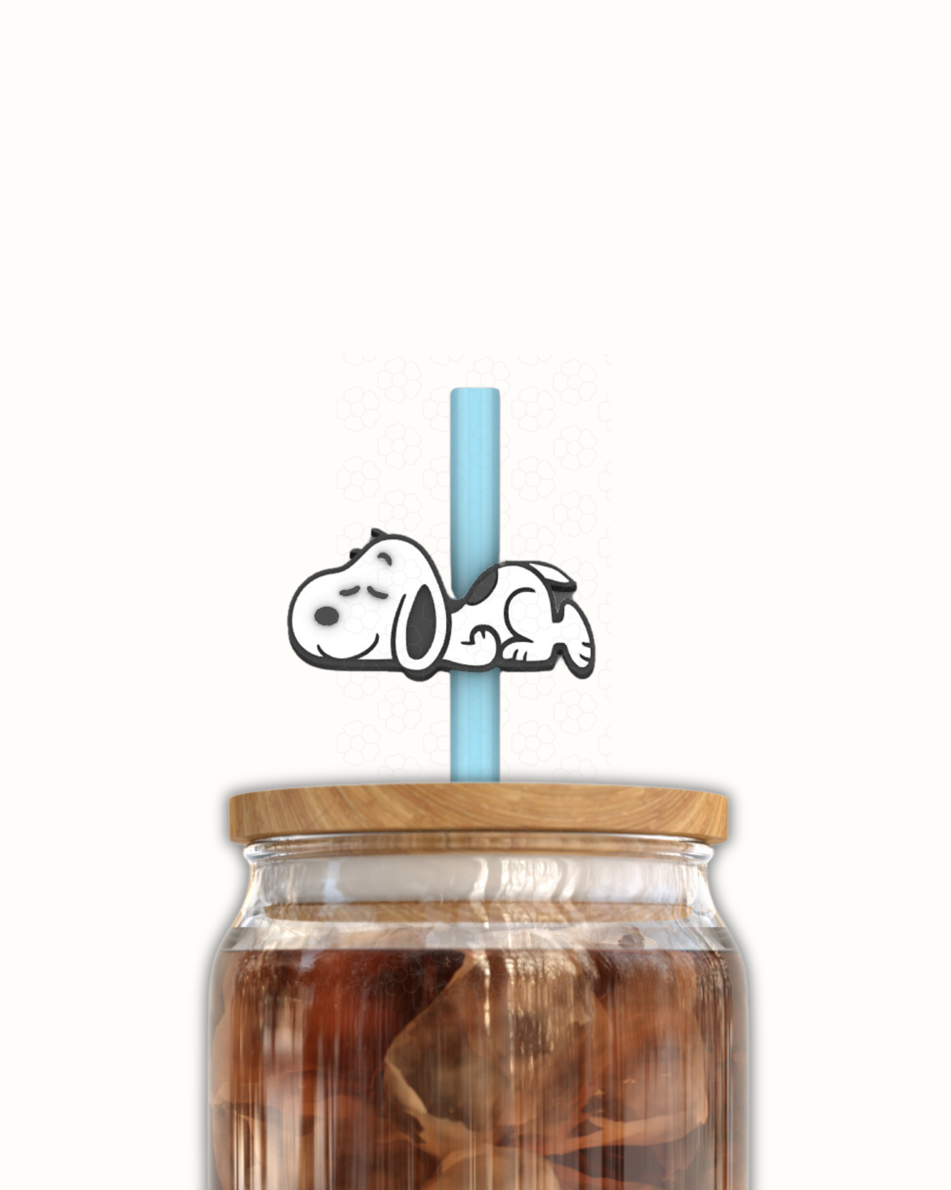 Cute White Dog 3D Straw Topper