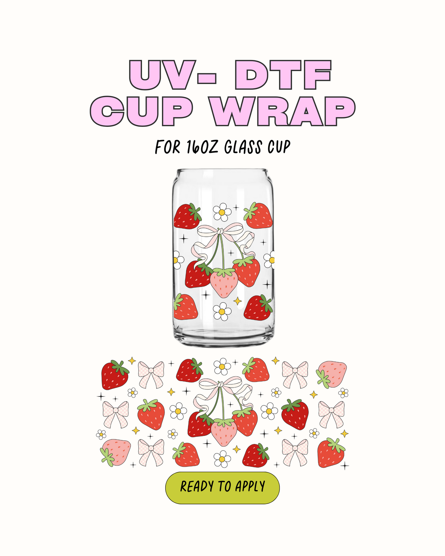 Strawberries and bows 2 - UV DTF